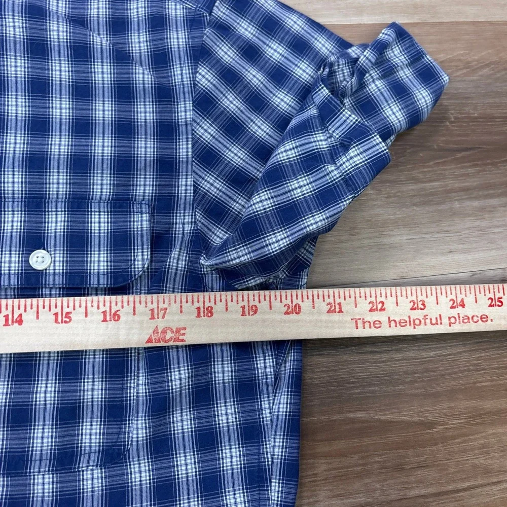 Banana Republic Button Down Shirt Size S Plaid Cotton Short Sleeve Blue White
